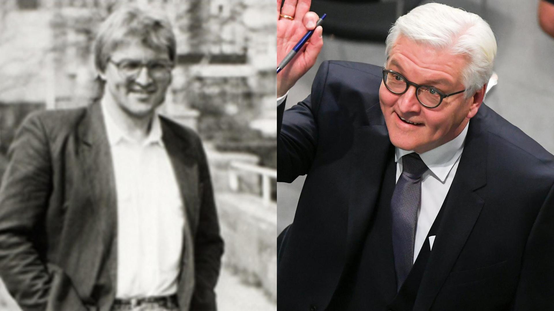 Frank-Walter Steinmeier zu Studienzeiten (l.) und als frisch gewählter Bundespräsident Frank-Walter Steinmeier zu Studienzeiten (l.) und als frisch gewählter Bundespräsident