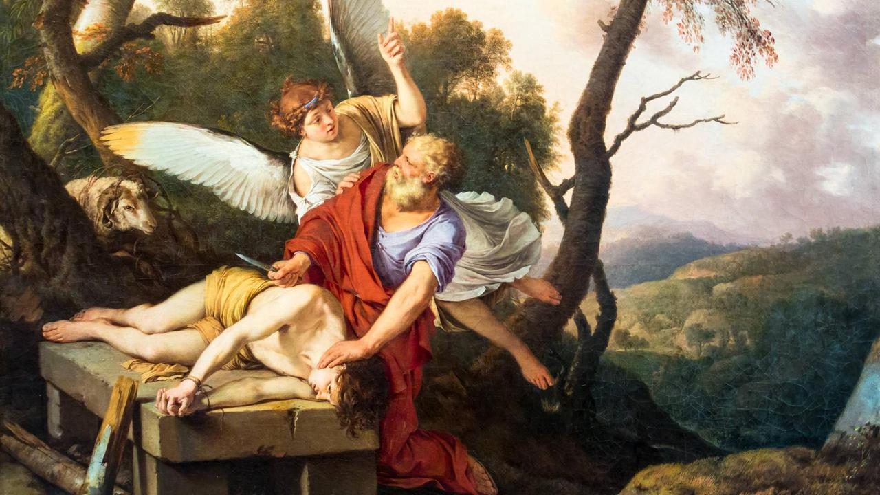 Das Gemälde "Das Opfer des Abraham" von Laurent de la Hyre aus dem 17. Jahrhundert zeigt Abraham, der von einem Engel daran gehindert wird, seinen Sohn Isaak zu opfern.
Das Gemälde "Das Opfer des Abraham" von Laurent de la Hyre aus dem 17. Jahrhundert zeigt Abraham, der von einem Engel daran gehindert wird, seinen Sohn Isaak zu opfern.