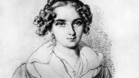 Rahel Varnhagen von Ense, geb. Levin, beeinflußte mit ihrem Salon in Berlin das literarische Leben. Porträtzeichnung von 1832, von Wilhelm Hensel (1794–1861).