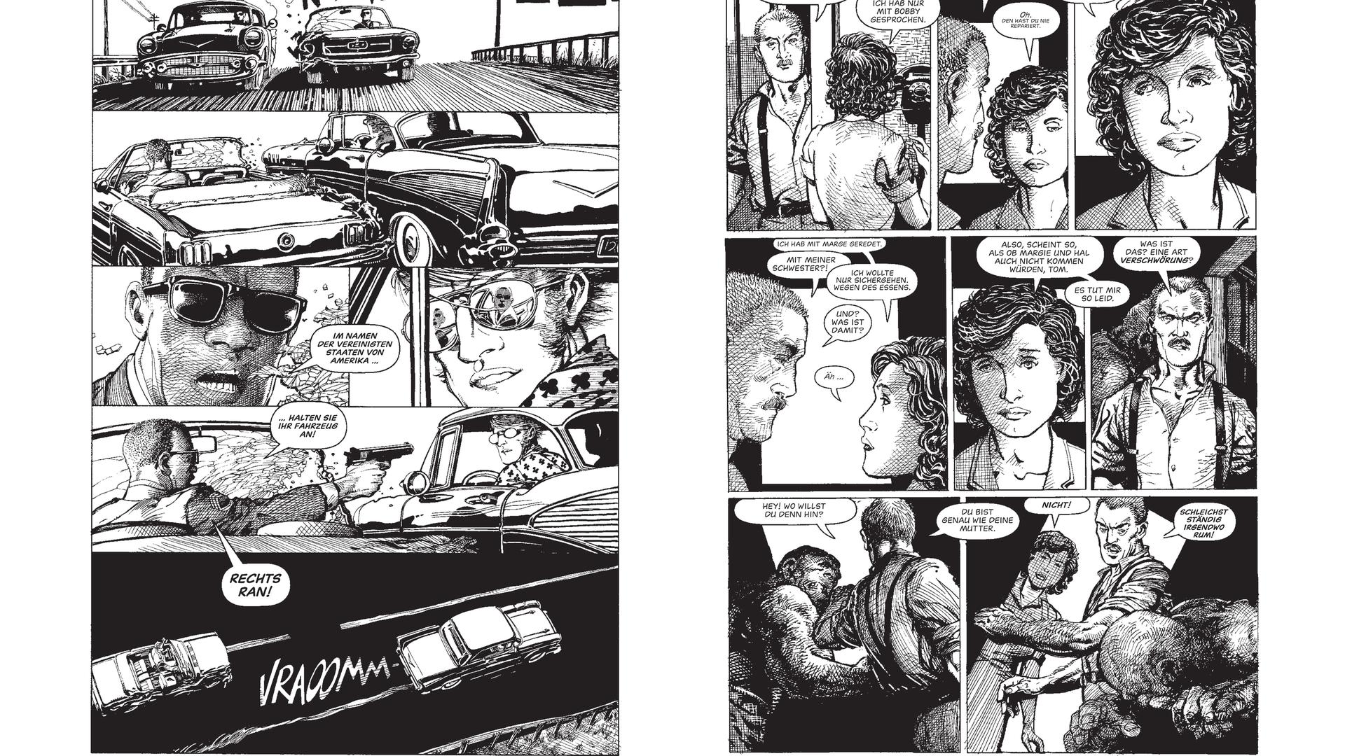 Abgebildet sind zwei Seiten aus dem Schwarzweiß-Comic "Monster" des US-Autors und Zeichners Barry Windsor-Smith. Abgebildet sind zwei Seiten aus dem Schwarzweiß-Comic "Monster" des US-Autors und Zeichners Barry Windsor-Smith.