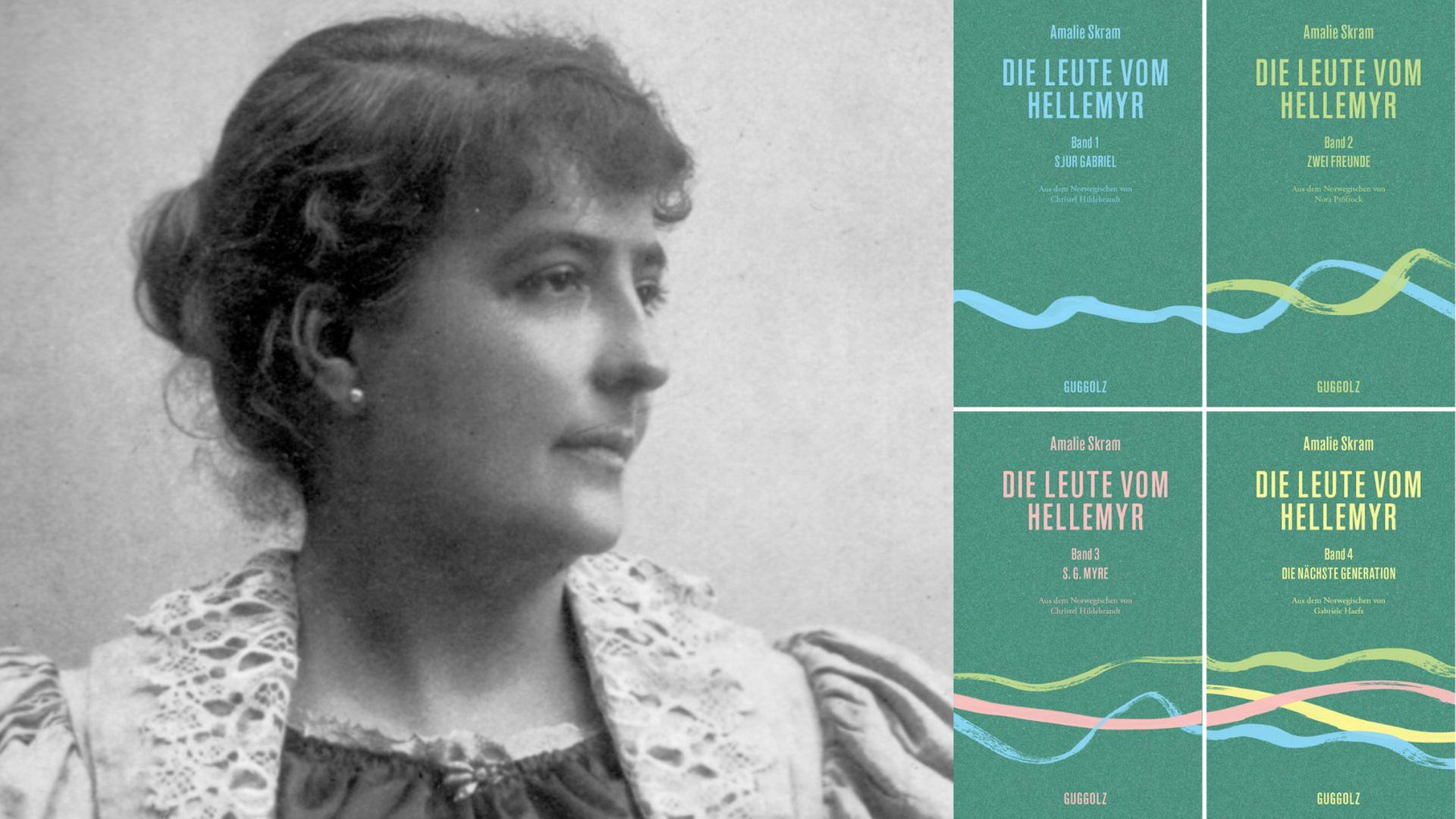Amalie Skram: "Die Leute vom Hellemyr"
Zu sehen sind die Autorin und die vier Buchcover Amalie Skram: "Die Leute vom Hellemyr"
Zu sehen sind die Autorin und die vier Buchcover