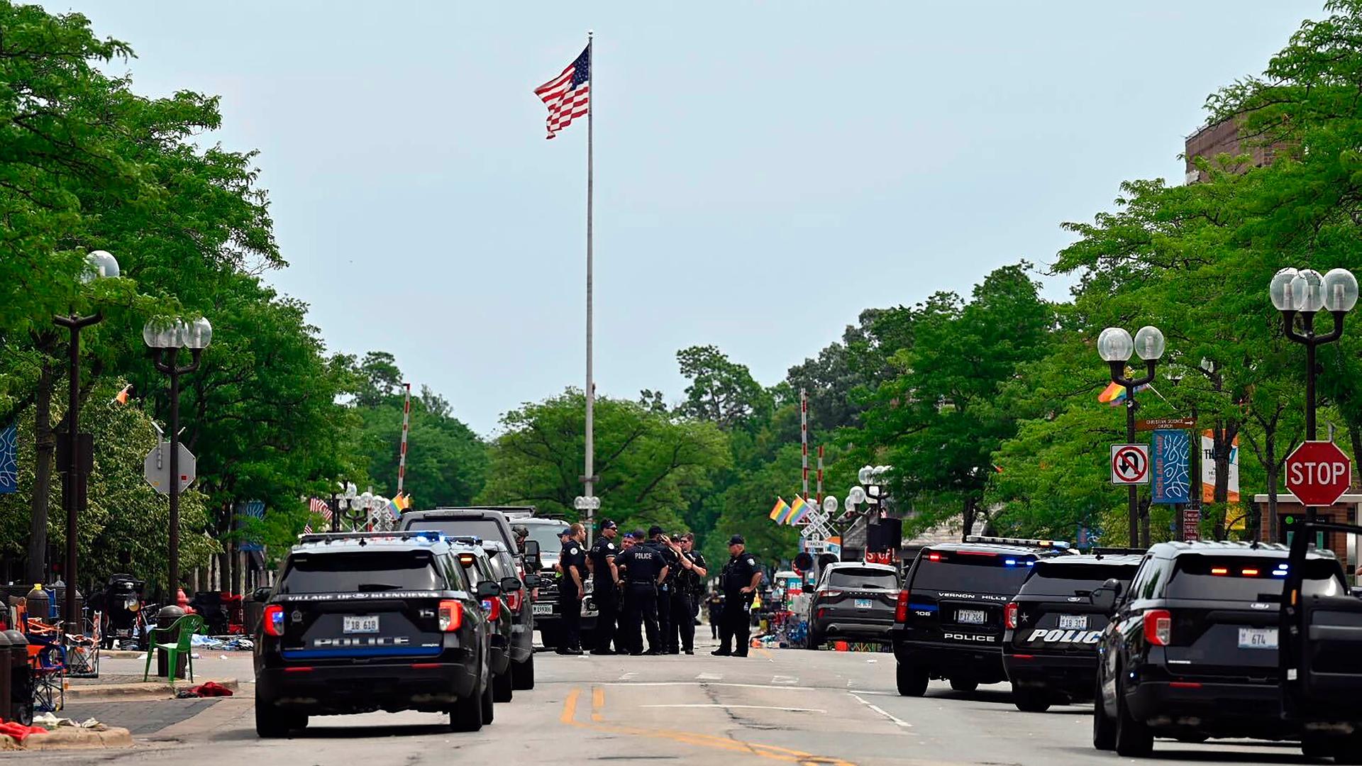 4 июля. Парад в США. День независимости в Америке. Полиция Америки. Штат Иллинойс.