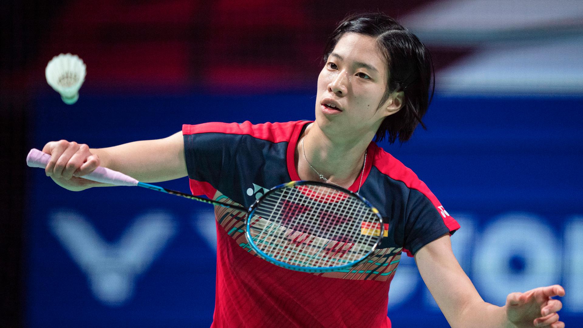 Semifinal.  Yvonne Lee (foto) tunggal putri melawan Carolina Marin (Spanyol) Danessa Denmark Open Badminton.  padat.  Tuan