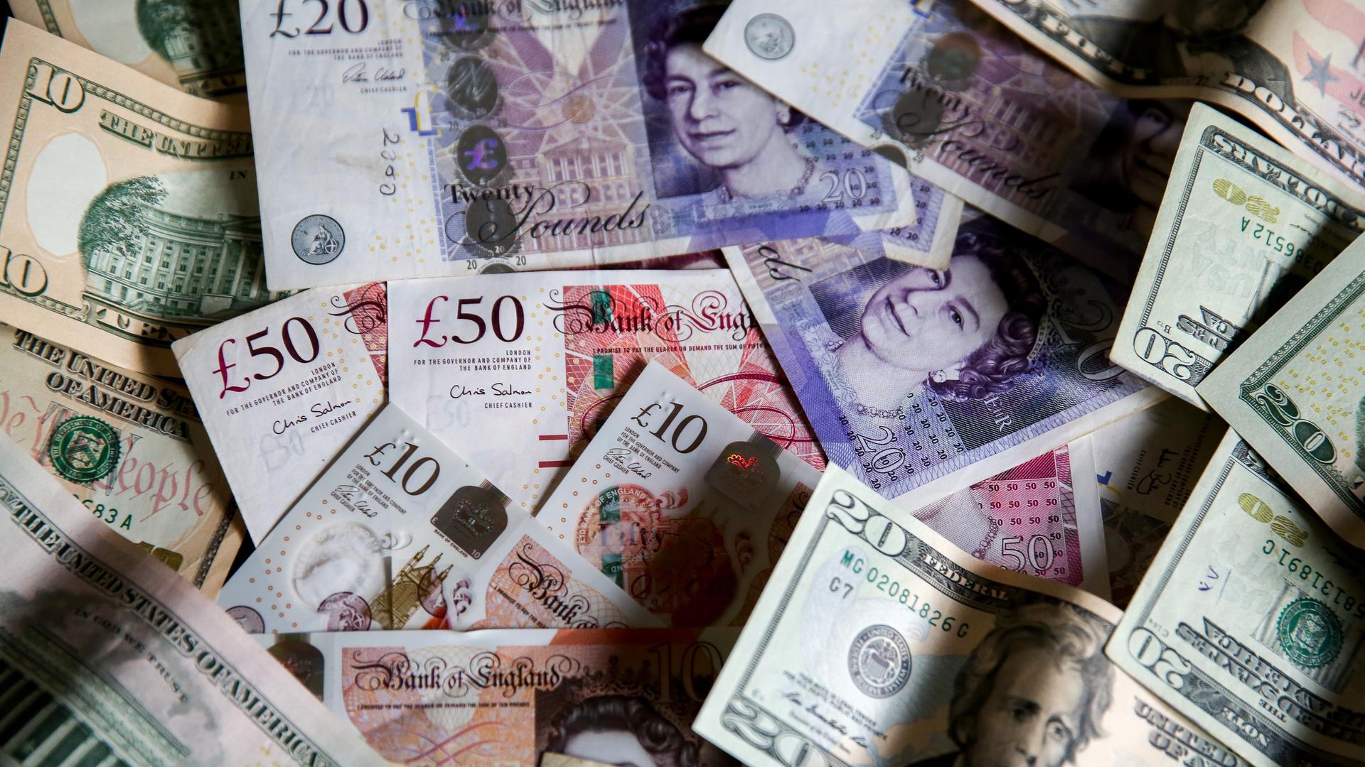 Banknoten von britischem Pfund und Dollar Banknoten von britischem Pfund und Dollar