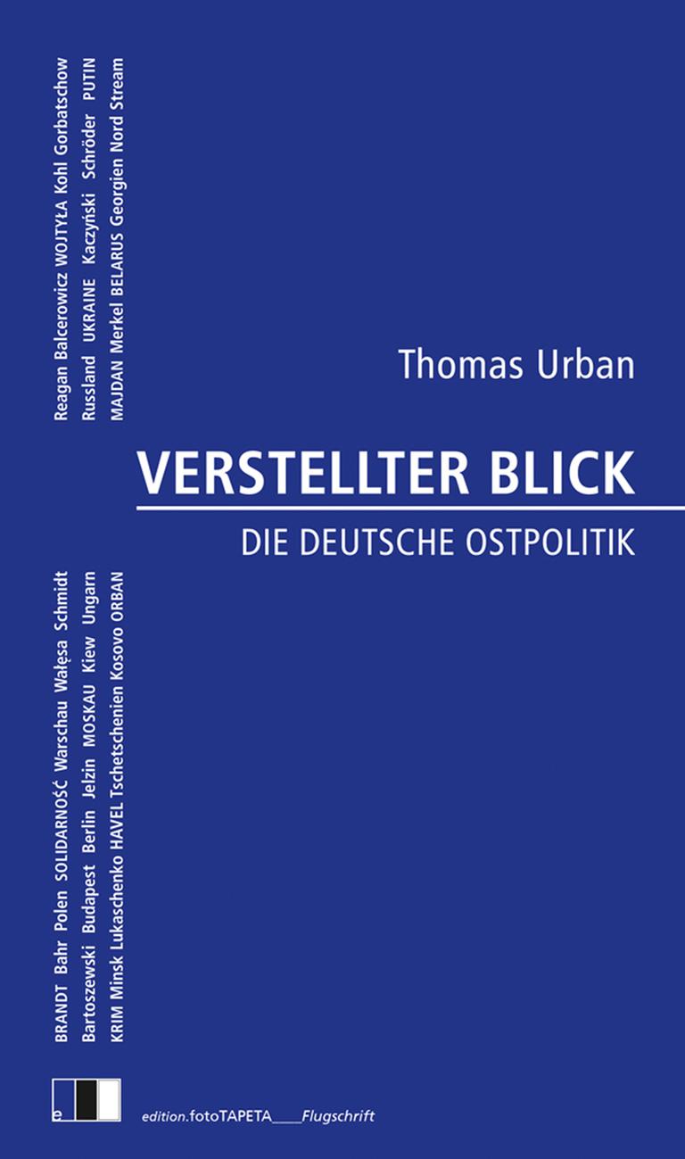 Ein blaues Buchcover mit weißer Schrift