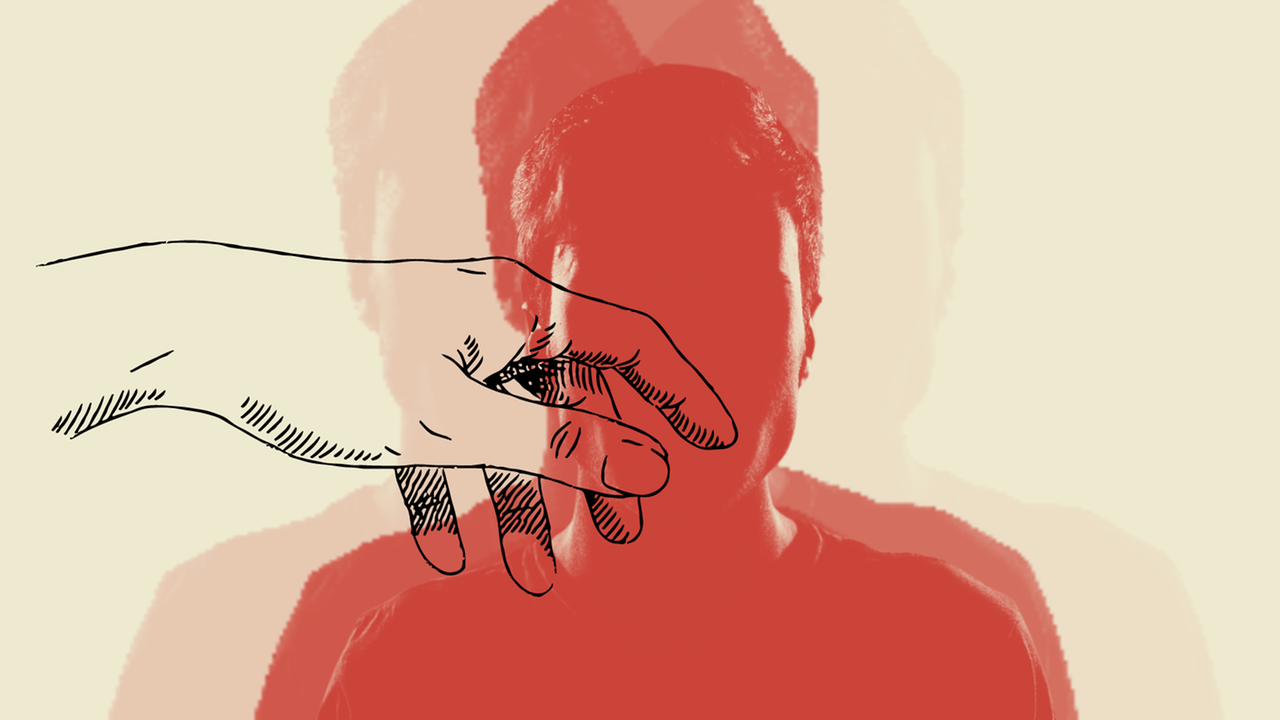 Die Welt, die Maurice Blanchot in seinem Text erschafft, wagt sich deutlich ins Obskure vor. Zu sehen: Eine Collage - Die Silouette eines jungen Mannes (in rot mit gelbem Hintergrund), davor winkt eine gezeichnete Hand. Die Welt, die Maurice Blanchot in seinem Text erschafft, wagt sich deutlich ins Obskure vor. Zu sehen: Eine Collage - Die Silouette eines jungen Mannes (in rot mit gelbem Hintergrund), davor winkt eine gezeichnete Hand.