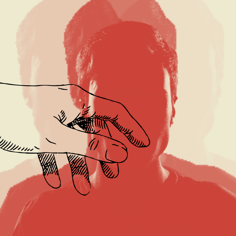 Die Welt, die Maurice Blanchot in seinem Text erschafft, wagt sich deutlich ins Obskure vor. Zu sehen: Eine Collage - Die Silouette eines jungen Mannes (in rot mit gelbem Hintergrund), davor winkt eine gezeichnete Hand. Die Welt, die Maurice Blanchot in seinem Text erschafft, wagt sich deutlich ins Obskure vor. Zu sehen: Eine Collage - Die Silouette eines jungen Mannes (in rot mit gelbem Hintergrund), davor winkt eine gezeichnete Hand.