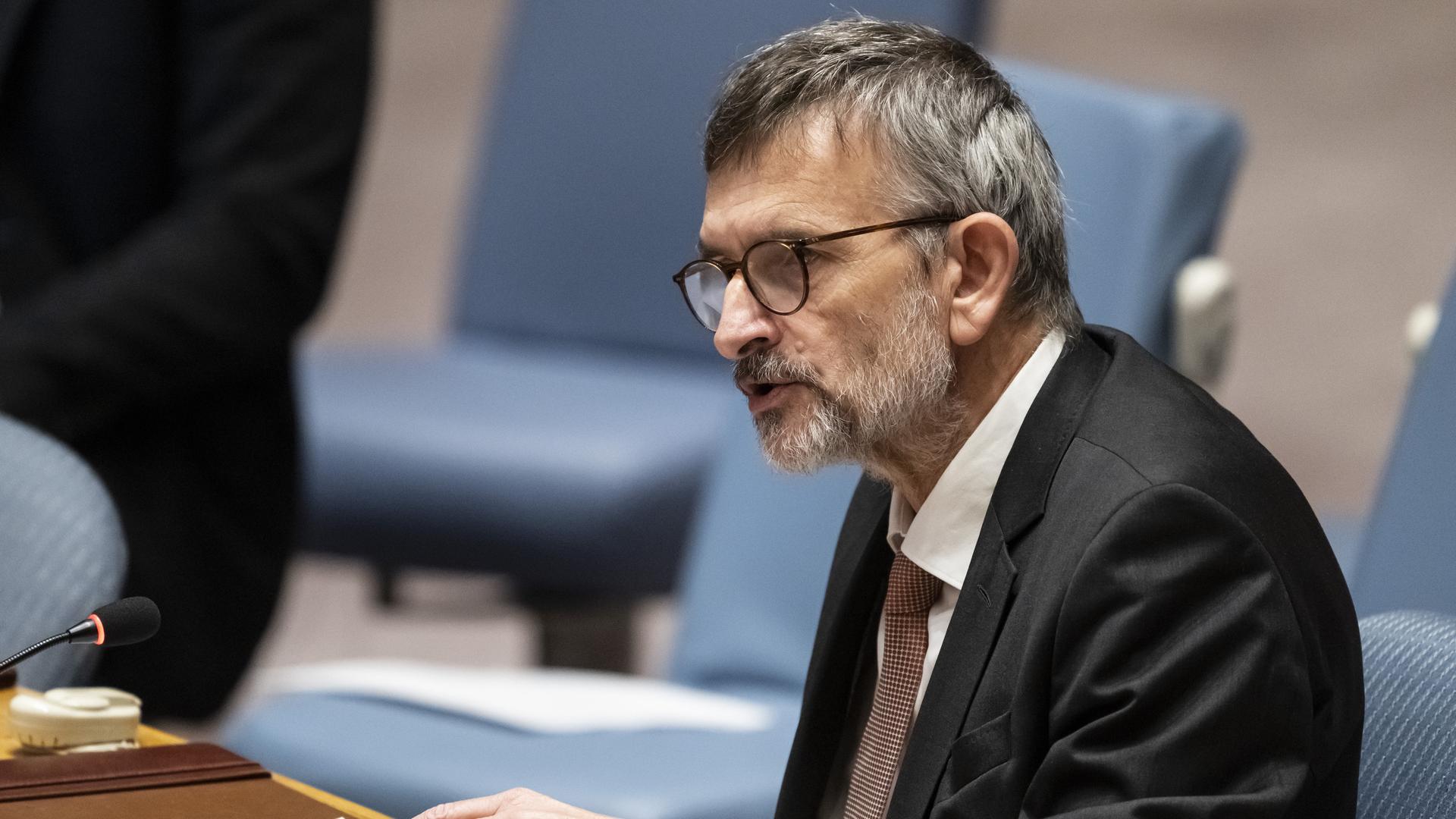 Volker Perthes, Sonderbeauftragter des UNO-Generalsekretärs für den Sudan, spricht im Sicherheitsrat der Vereinten Nationen. Volker Perthes, Sonderbeauftragter des UNO-Generalsekretärs für den Sudan, spricht im Sicherheitsrat der Vereinten Nationen.