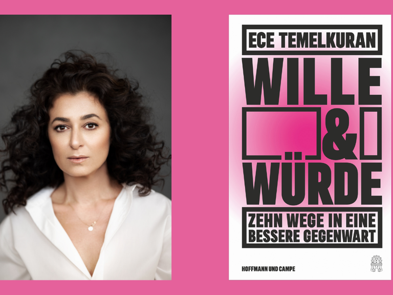 Ein Portrait der Autorin Ece Temelkuran und das das Buchcover "Wille & Würde"