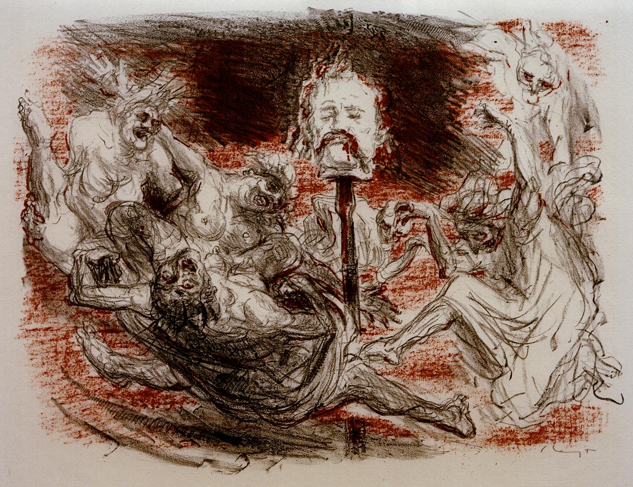 Shakespeare, "Macbeth": Illustrationen des impressionistischen Malers und Grafikers Max Slevogt, herausgegeben 1927 vom Verlag Bruno Cassirer. Shakespeare, "Macbeth": Illustrationen des impressionistischen Malers und Grafikers Max Slevogt, herausgegeben 1927 vom Verlag Bruno Cassirer.