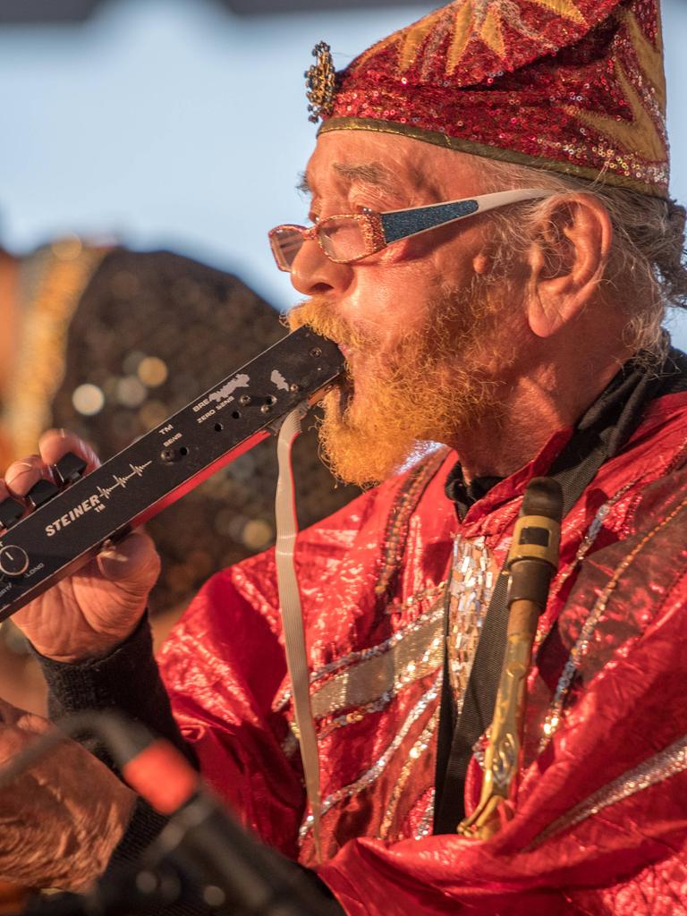 Marshall Allen, der Bandleader des Sun Ra Arkestra beim National Folk Life Festival, Greensboro, North Carolina.