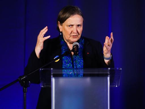 Die polnische Oppositions- und EU-Politikerin Róża Thun bei der EDP-Konferenz "Solutions For Europe" anläßlich des 18. Jahrestags des EU-Beitritts von Polen am 6. Mai 2022.