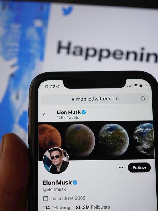 Elon Musks Twitteraccount nach der Übernahme der Plattform durch den US-Milliardär. 