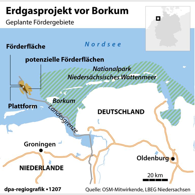 Grafik-Karte zur Lage des Projektes in der Nordsee
