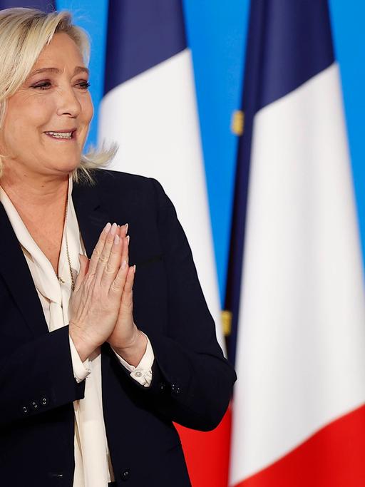 Marine Le Pen, Kandidatin des rechts-nationalen  Rassemblement National, bei einer Kundgebung