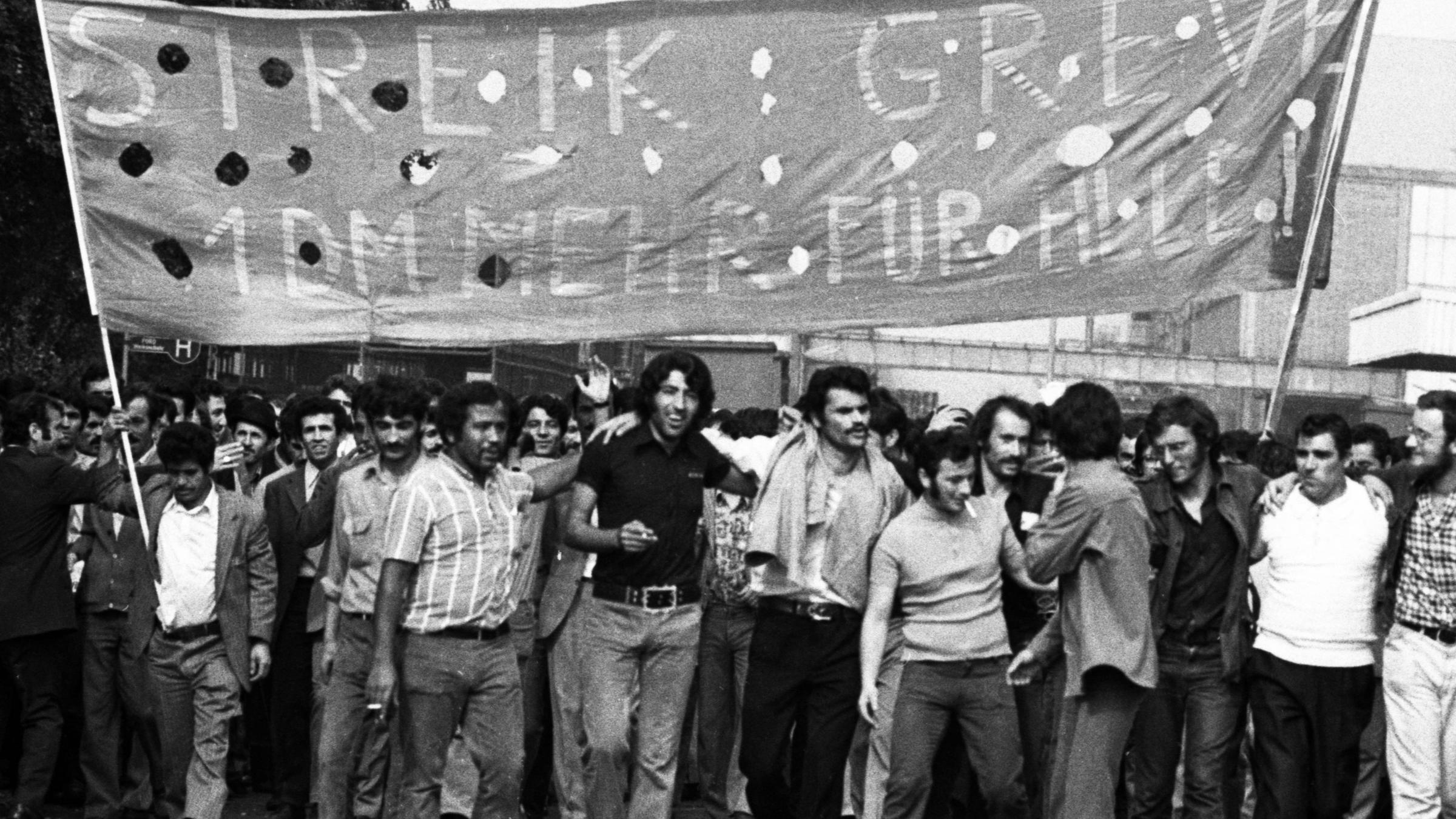 Streik bei den Ford-Werken 1973 in Köln. 