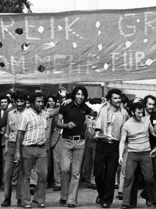 Streik bei den Ford-Werken 1973 in Köln. 