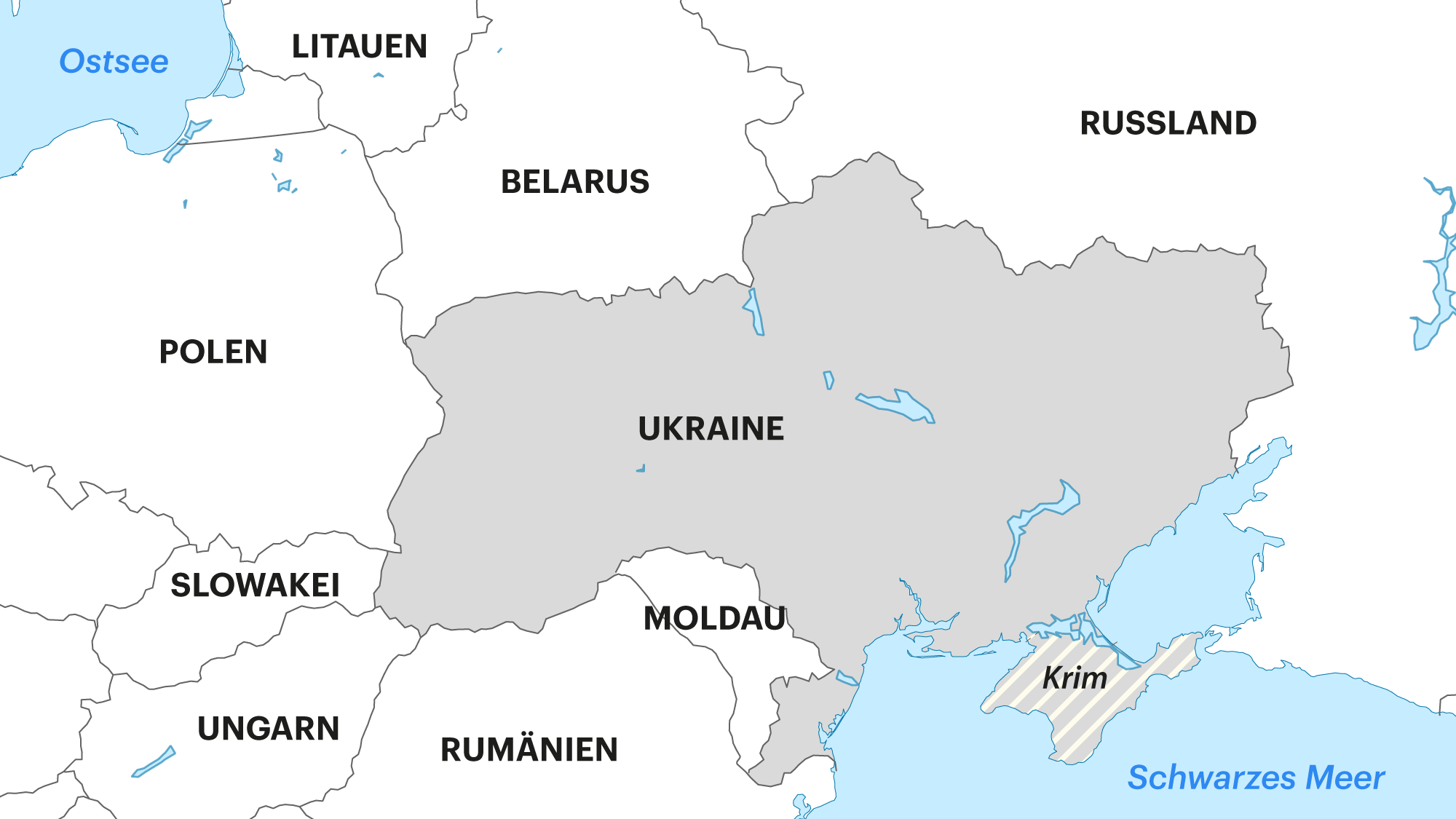 Karte zeigt die Ukraine und ihre Nachbarn