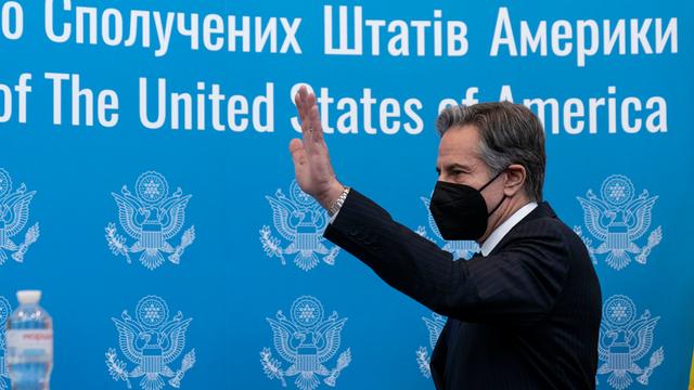 US-Außenminister Antony Blinken in der Ländervertretung in Kiew.