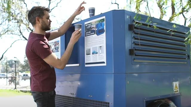Das Bild zeigt die größte Wassergewinnungsmaschine der israelischen Firma Watergen.