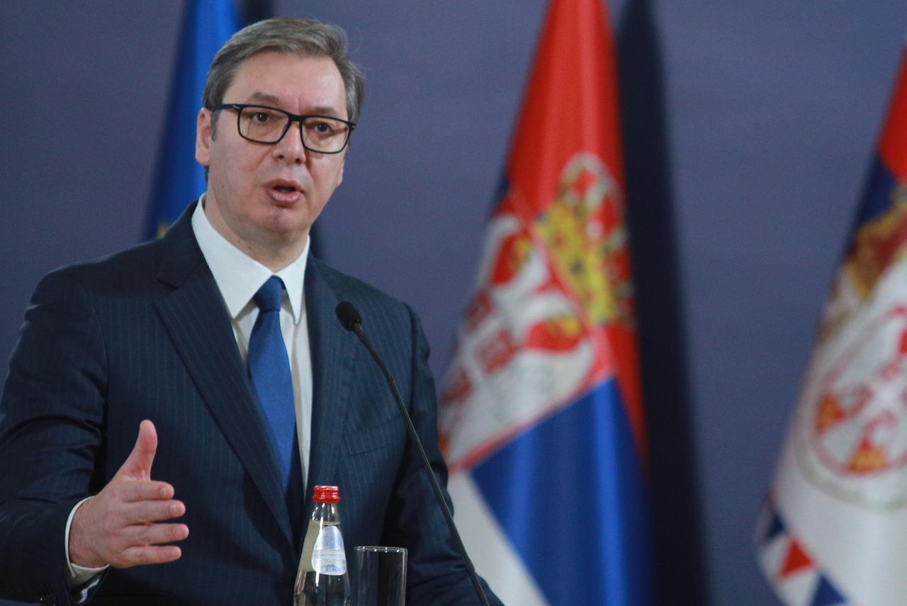BELGRADE, SERBIA - DECEMBER 2: Serbia's President Aleksandar Vucic and EU Commissioner for Neighbourhood and Enlargement Oliver Varhelyi hold a joint press conference following their meeting in Belgrade, Serbia on December 2, 2022. Milos Miskov / Anadolu Agency BELGRADE, SERBIA - DECEMBER 2: Serbia's President Aleksandar Vucic and EU Commissioner for Neighbourhood and Enlargement Oliver Varhelyi hold a joint press conference following their meeting in Belgrade, Serbia on December 2, 2022. Milos Miskov / Anadolu Agency