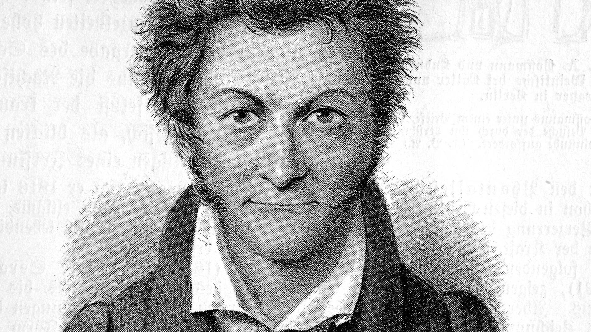 Der Dichter E.T.A. Hoffmann auf einer Reproduktion aus dem 19. Jahrhundert. Der Dichter E.T.A. Hoffmann auf einer Reproduktion aus dem 19. Jahrhundert.