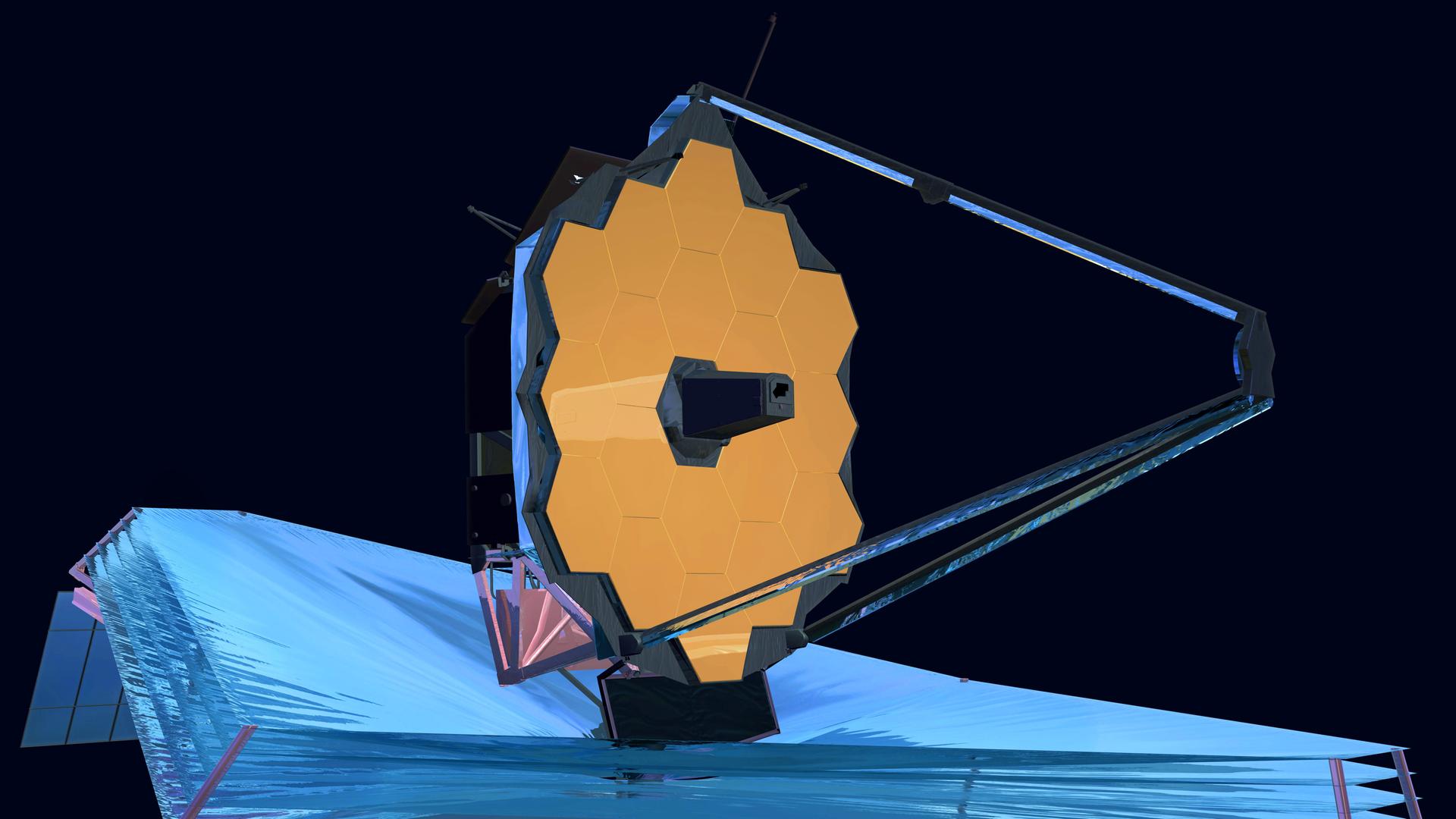 Eine künstlerische Darstellung des Weltraumteleskops "James Webb" Eine künstlerische Darstellung des Weltraumteleskops "James Webb"