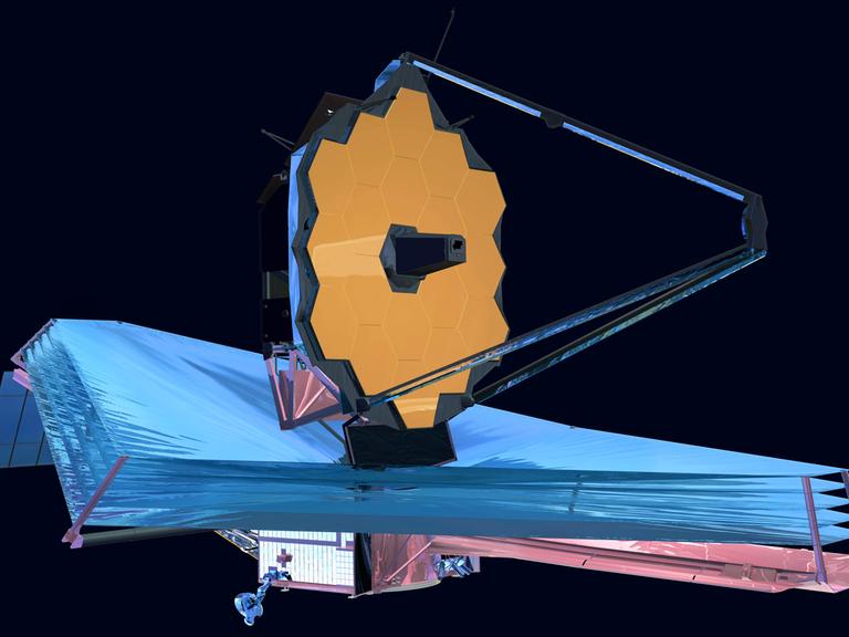 Eine künstlerische Darstellung des Weltraumteleskops "James Webb"