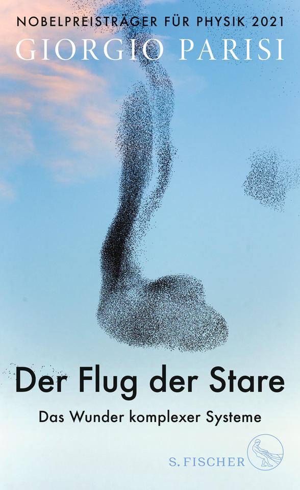 Das Cover des Sachbuchs von Giorgio Parisi, "Der Flug der Stare". Es zeigt eine Illustration, die ein Schwarm Vögel am Himmel oder auch Eisenspähne unter Magnetwirkung zeigen könnte. Das Buch ist auf der Sachbuchbestenliste von Deutschlandfunk Kultur, ZDF und "Die Zeit".