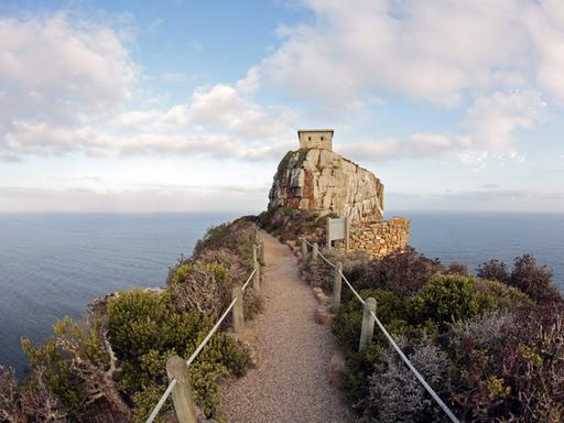Weg mit dem Blick auf das Meer und den "Cape Point" am "Kap der Guten Hoffnung".