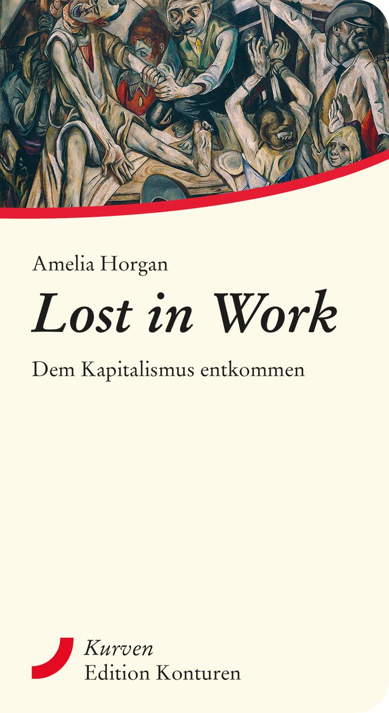 Das Cover von Amelia Horgans Buch „Lost in Work“ zeigten neben dem Namen der Autorin und dem Buchtitel im Anriss ein Gemälde von Menschen, die schrecklich gequält werden. Das Cover von Amelia Horgans Buch „Lost in Work“ zeigten neben dem Namen der Autorin und dem Buchtitel im Anriss ein Gemälde von Menschen, die schrecklich gequält werden.