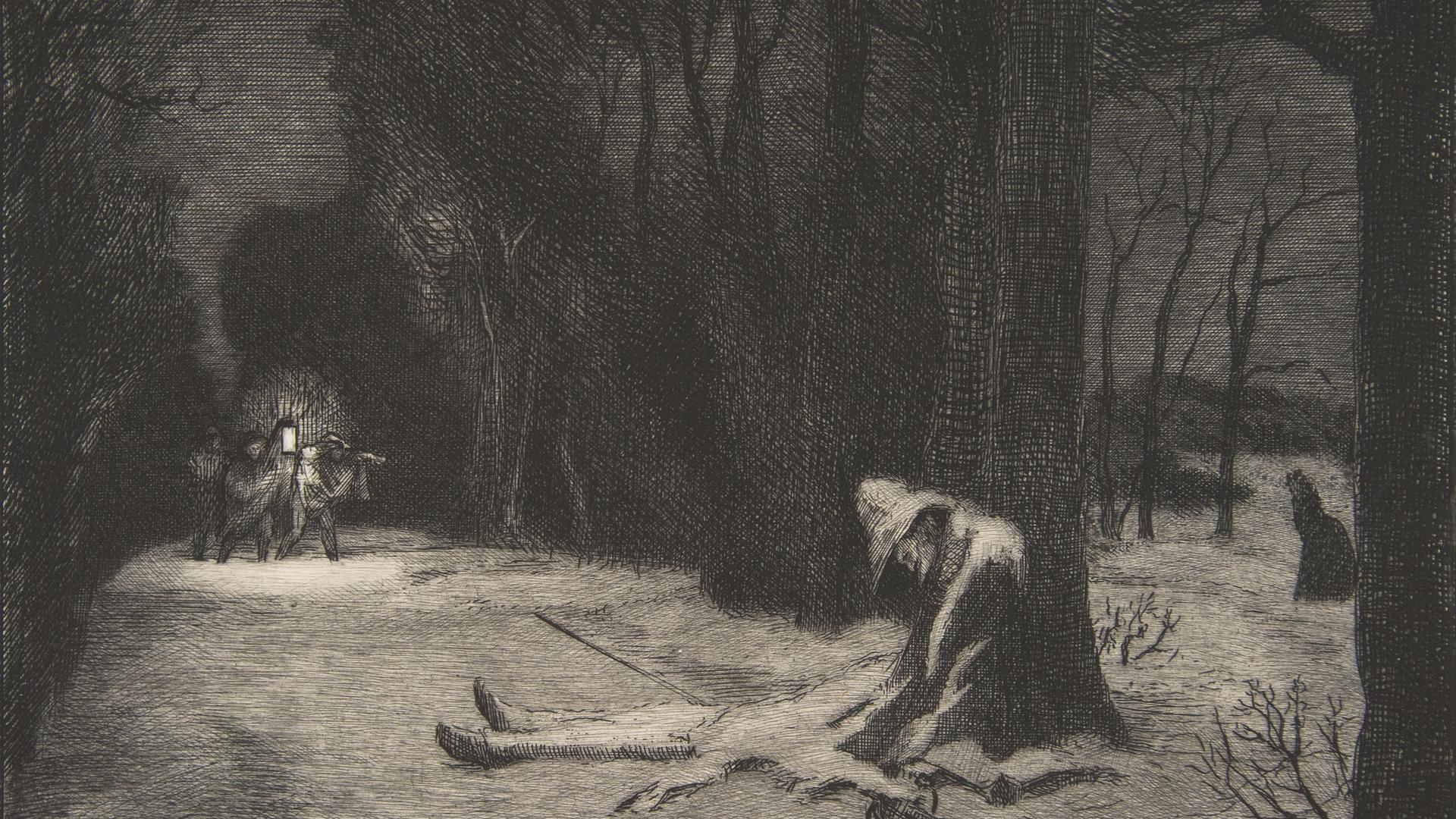 "Der Tod des Kapitän Fracasse", Bild von Felix Bracquemond nach dem Mantel-und-Degen-Roman "Le Capitaine Fracasse" von Théophile Gautier. "Der Tod des Kapitän Fracasse", Bild von Felix Bracquemond nach dem Mantel-und-Degen-Roman "Le Capitaine Fracasse" von Théophile Gautier.