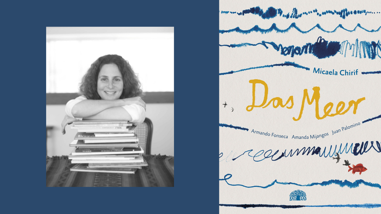 Ein Portrait der Autorin Micaela Chirif das Buchcover von "Das Meer" Ein Portrait der Autorin Micaela Chirif das Buchcover von "Das Meer"