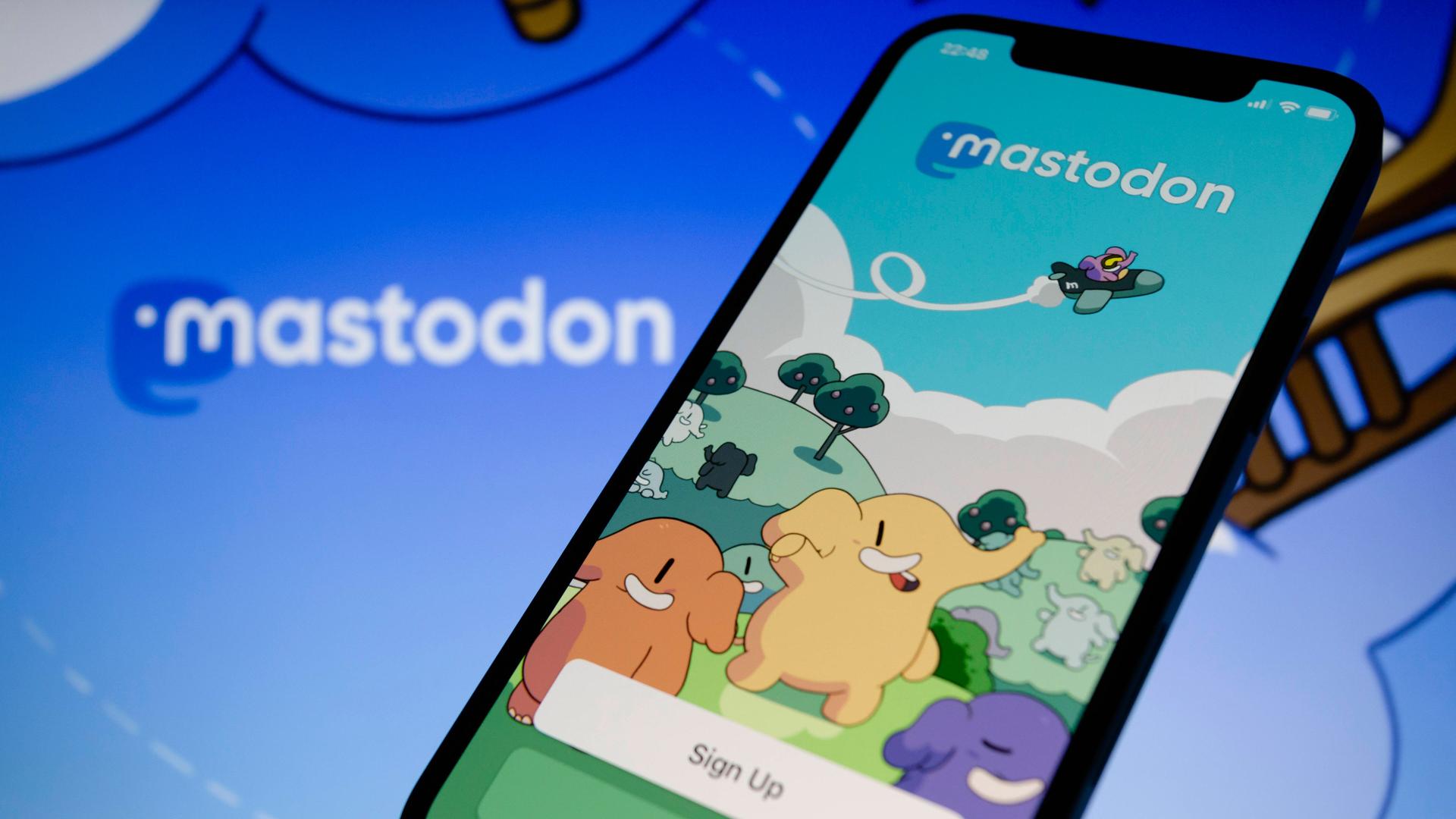 Ein Smartphone mit geöffneter Mastodon-App Ein Smartphone mit geöffneter Mastodon-App