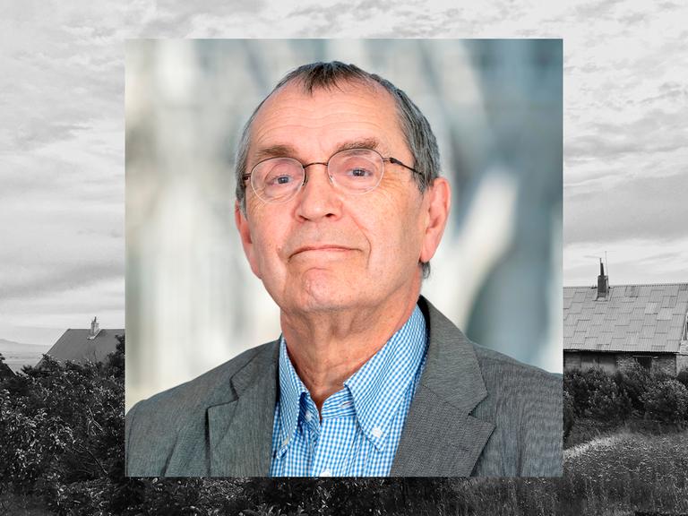 Bild in Bild: Porträt von Thomas Macho im Vordergrund. Im Hintergrund: Bauernhofszenerie in schwarz-weiß.