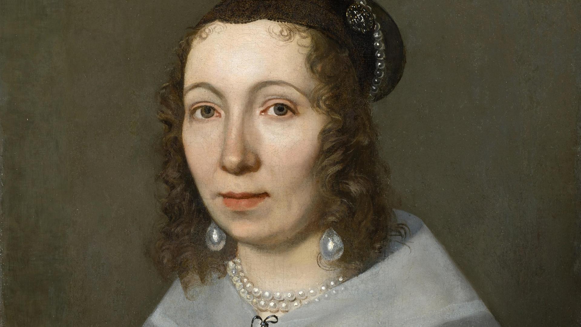 Ein zeitgenössisches Gemälde zeigt ein Porträt von Maria Sibylla Merian (1647-1717). Ein zeitgenössisches Gemälde zeigt ein Porträt von Maria Sibylla Merian (1647-1717).