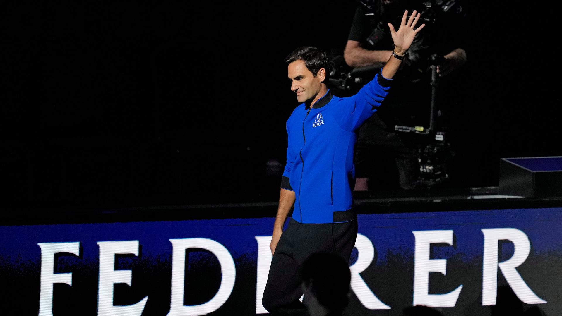 Roger Federer bei der Eröffnungszeremonie des Laver Cups Roger Federer bei der Eröffnungszeremonie des Laver Cups