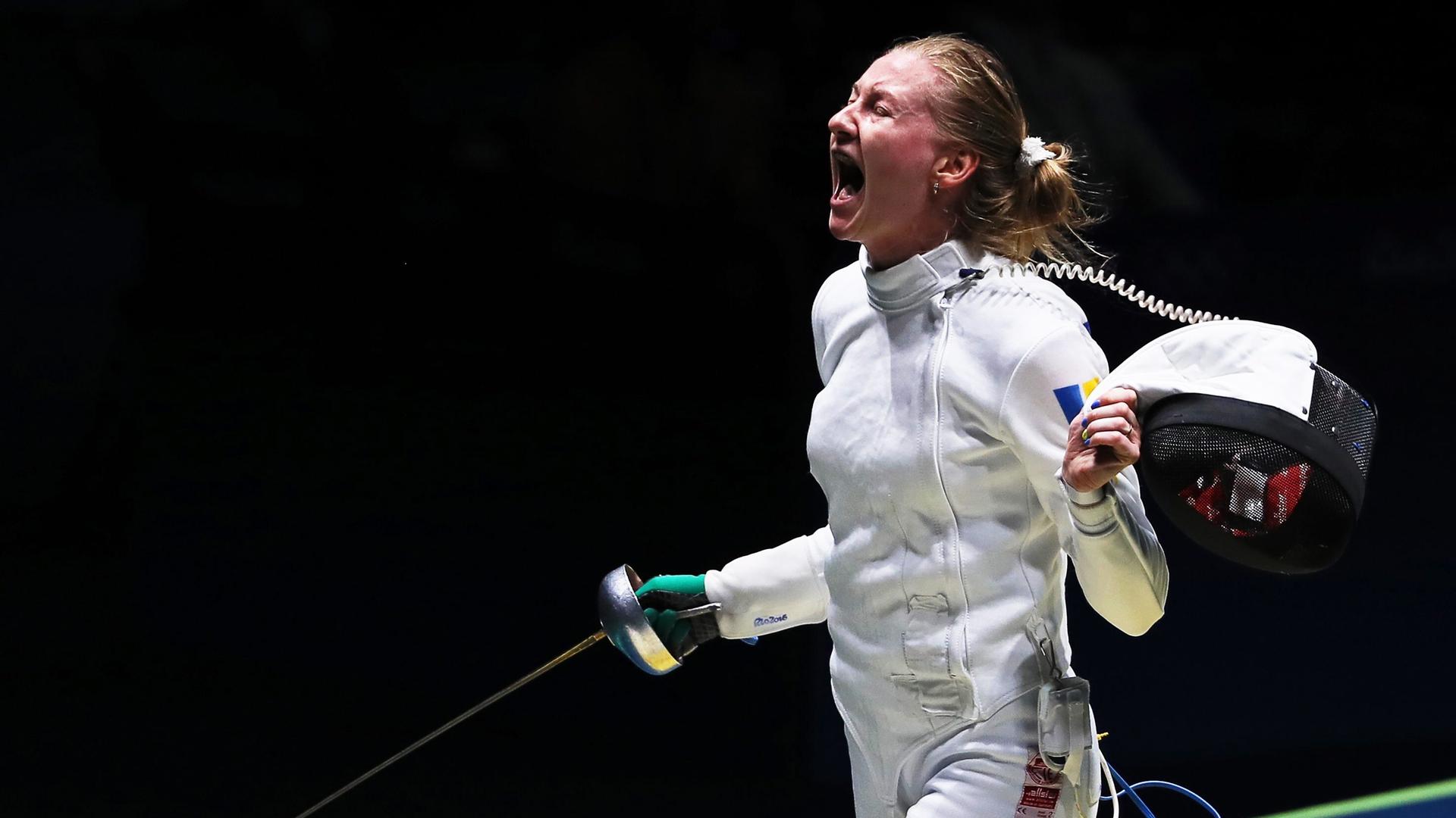 Die ukrainische Fechterin Olena Krywyzka Die ukrainische Fechterin Olena Krywyzka