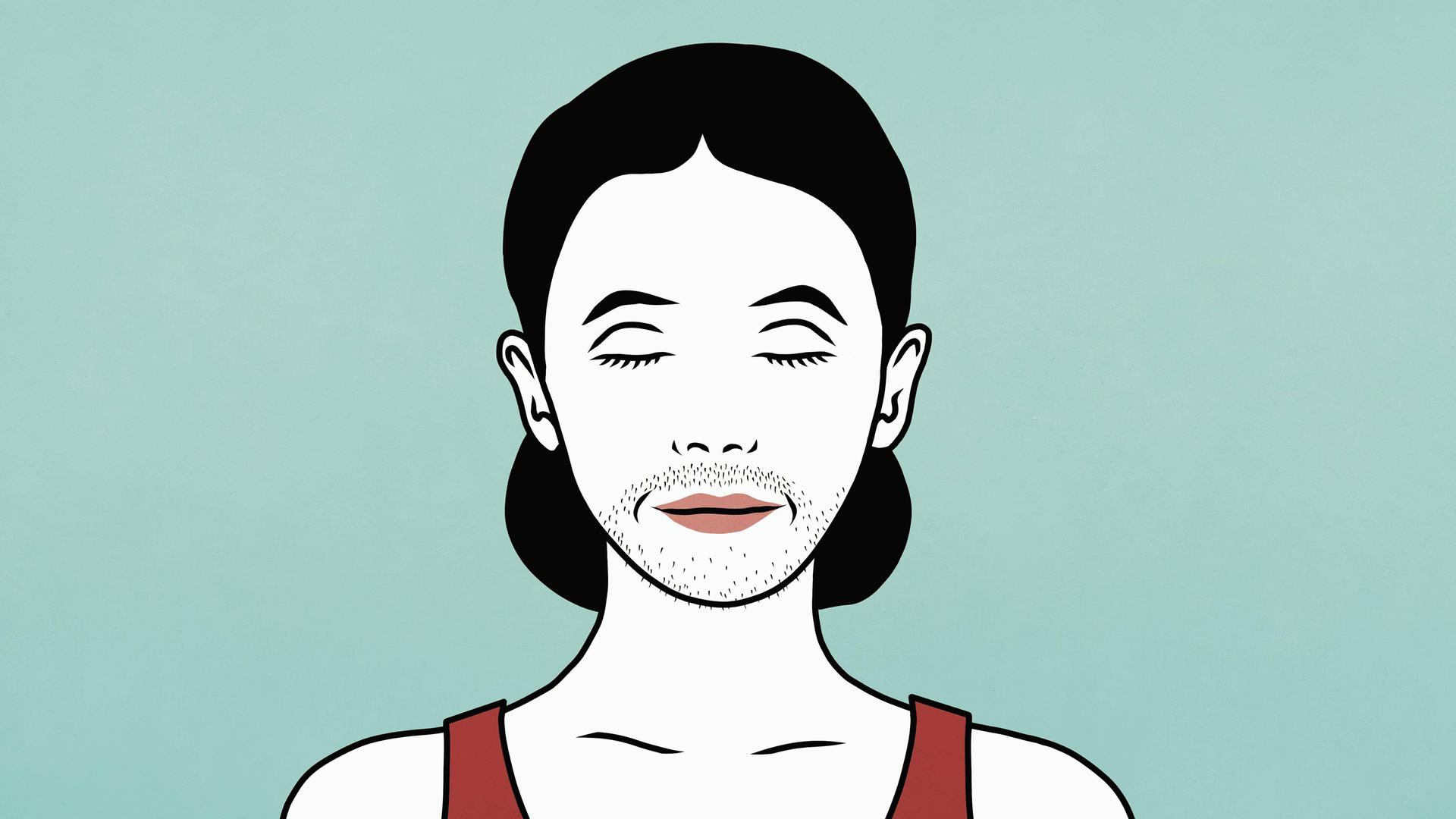 Illustration einer Person mit einem Stoppelbart. Illustration einer Person mit einem Stoppelbart.