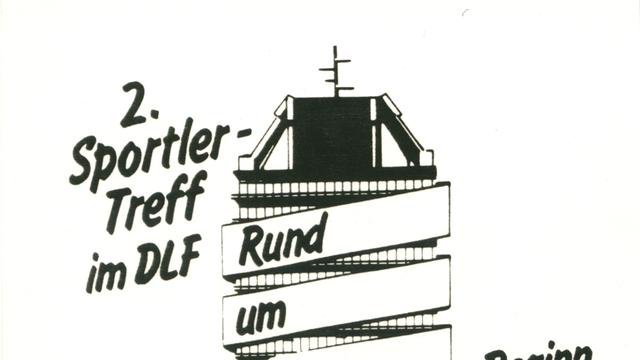 Abbildung einer Eintrittskarte mit der Aufschrift "Zweiter Sportlertreff im DLF - Rund um den Turm" am 26. Oktober 1984