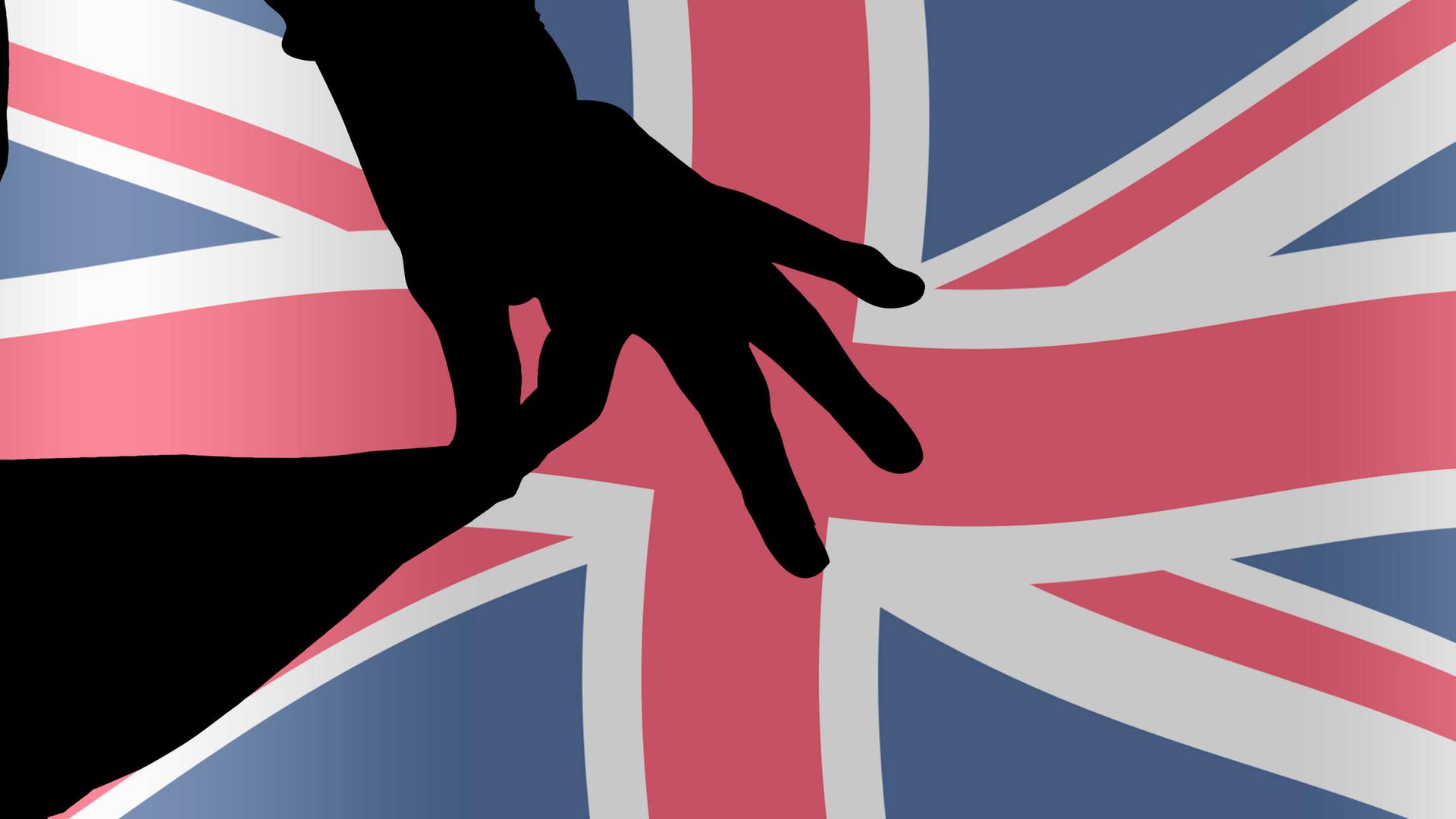 Symbolbild: Silhouette einer Hand, die eine leere Tasche mit einem Union Jack dahinter herauszieht. Symbolbild: Silhouette einer Hand, die eine leere Tasche mit einem Union Jack dahinter herauszieht.