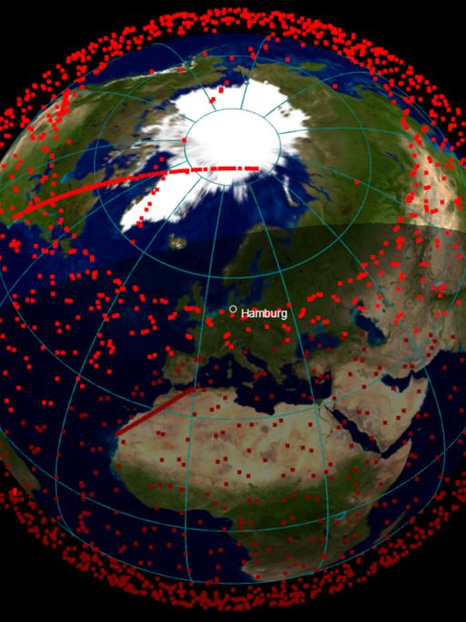 Jeder roter Punkt ein Starlink-Satellit! Momentaufnahme der über 2000 Satelliten am 20. Juli 2022