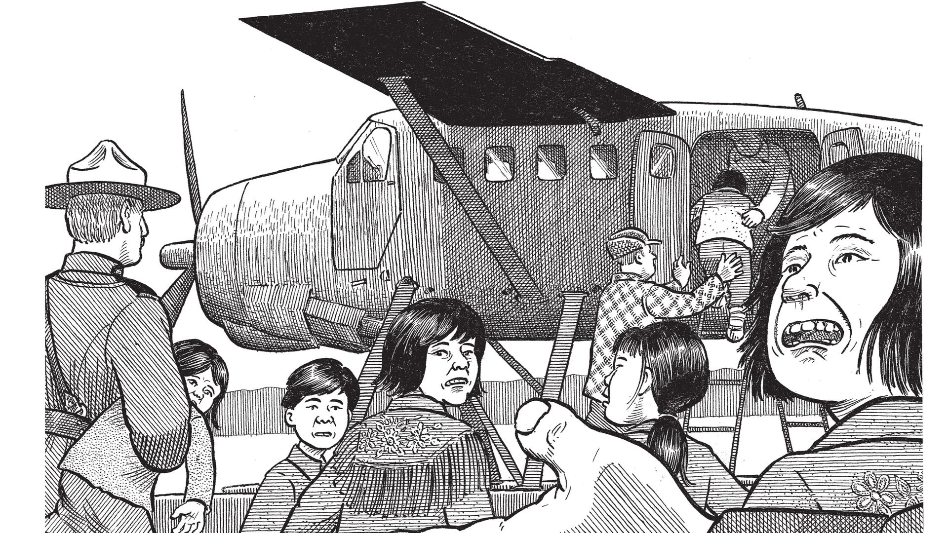 Auf dem Weg in ein neues Leben? Kanadas Regierung schickte die Kinder der indigenen Bevölkerung zur Schule – auch, um Einfluss zu gewinnen. Auf dem Bild winken Ranger die Kinder zu einem Wasserflugzeug. 