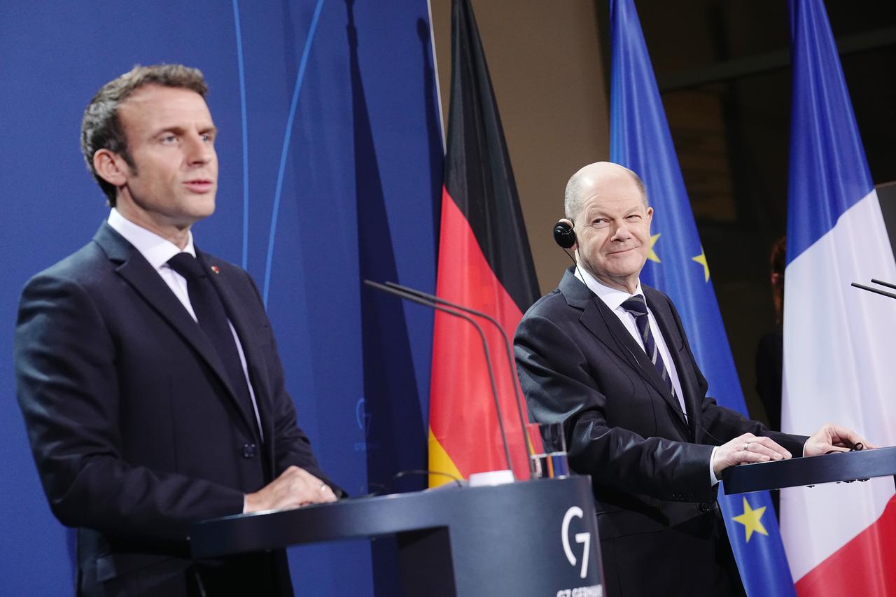 Frankreichs Staatspräsident Emmanuel Macron zu Besuch bei Bundeskanzler olaf Scholz in Berlin Frankreichs Staatspräsident Emmanuel Macron zu Besuch bei Bundeskanzler olaf Scholz in Berlin