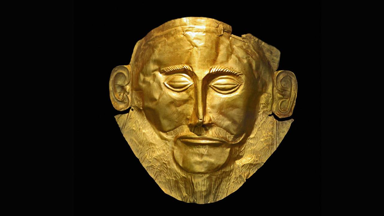 Die "Goldmaske des Agamemnon" wurde 1876 von Heinrich Schliemann in Mykene ausgegraben