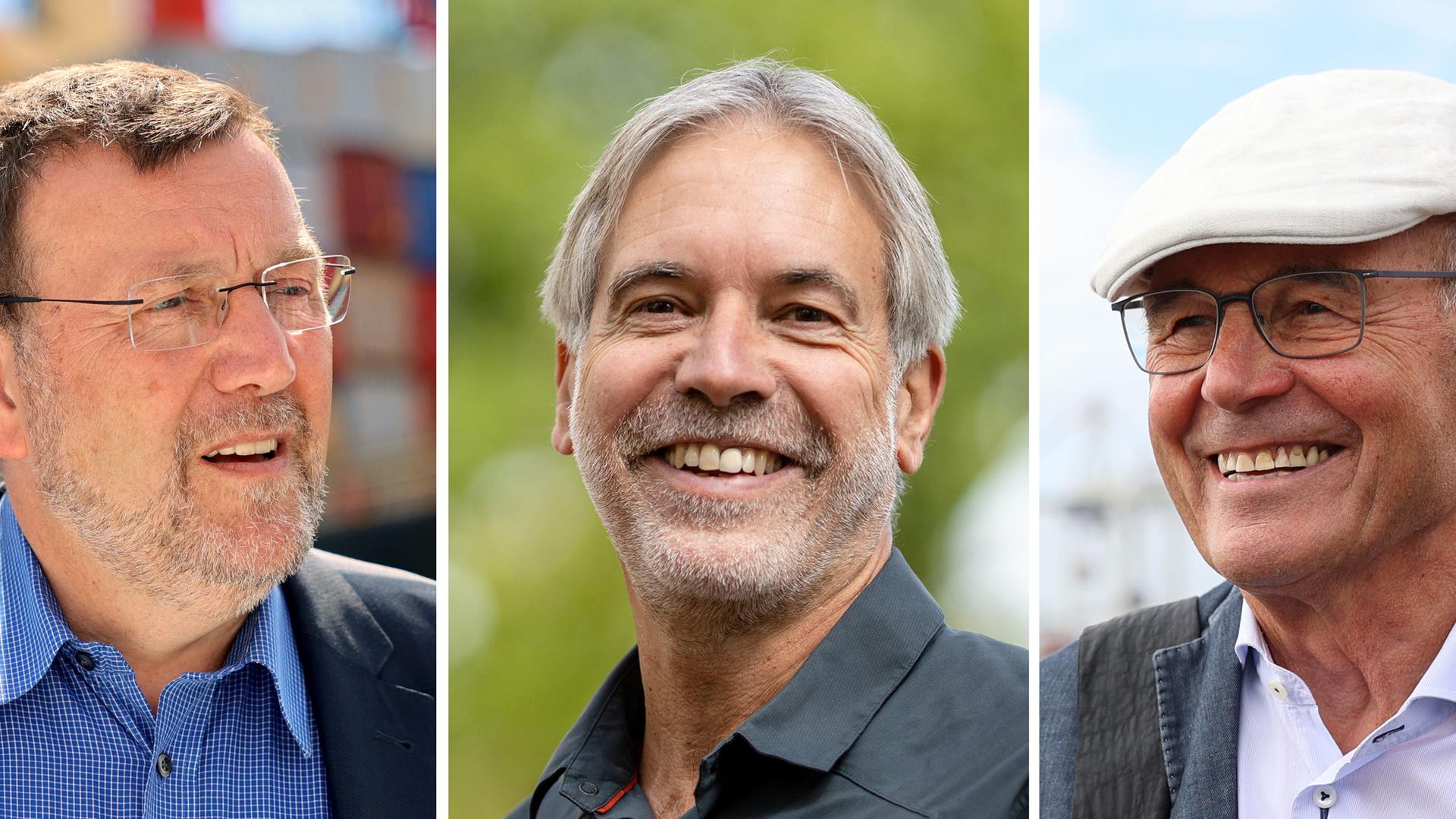 Ingenieur Dirk Lehmann (l-r), Biologe Christof Schenck und Ingenieur Friedrich Mewis lächeln. Ingenieur Dirk Lehmann (l-r), Biologe Christof Schenck und Ingenieur Friedrich Mewis lächeln.