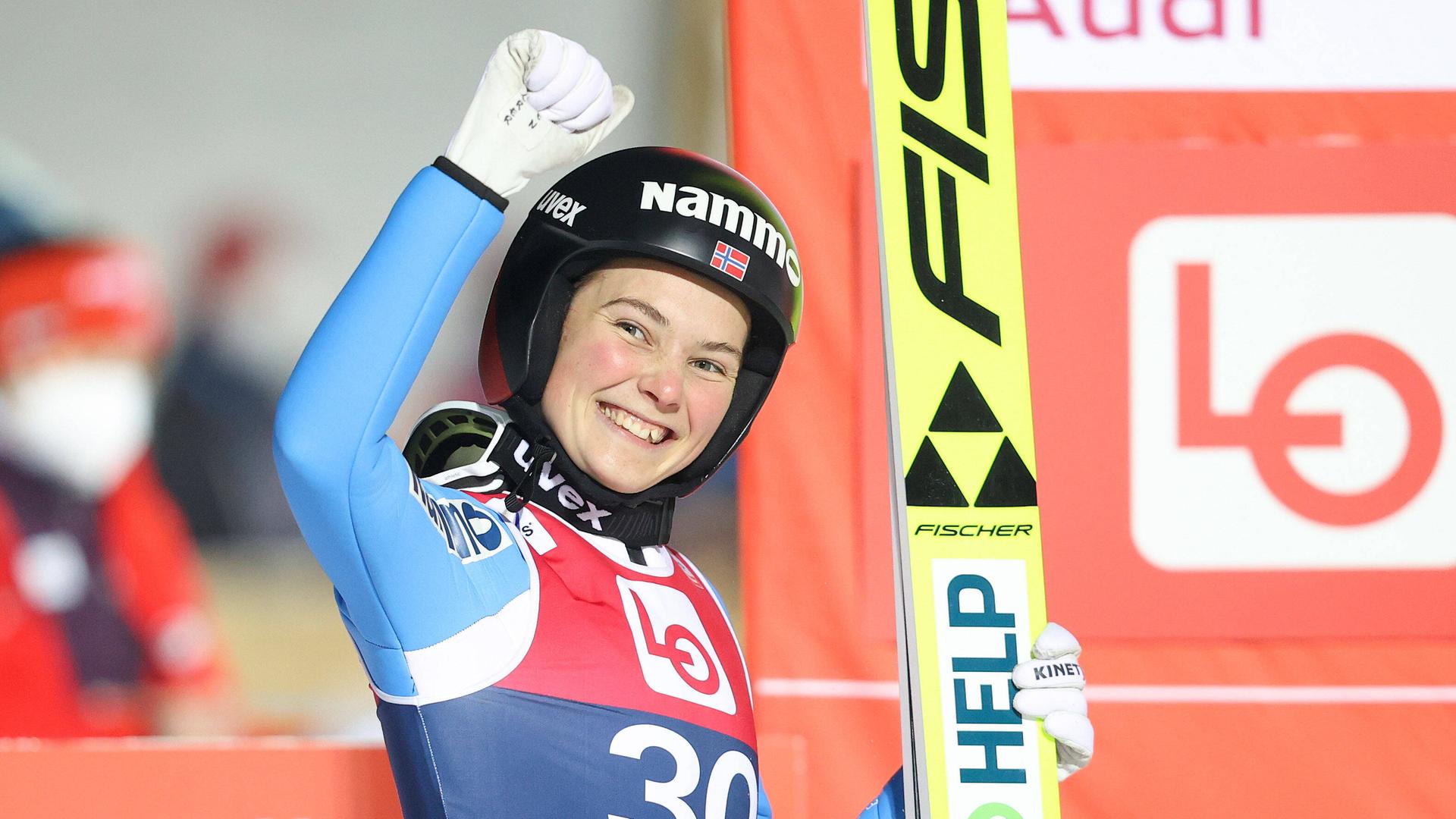 Skispringerin Silje Opseth aus Norwegen bei der Weltmeisterschaft in Lillehammer.