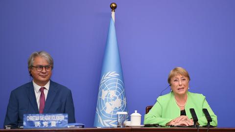 UNO-Menschenrechtskommissarin Bachelet bei ihrem Besuch in China.