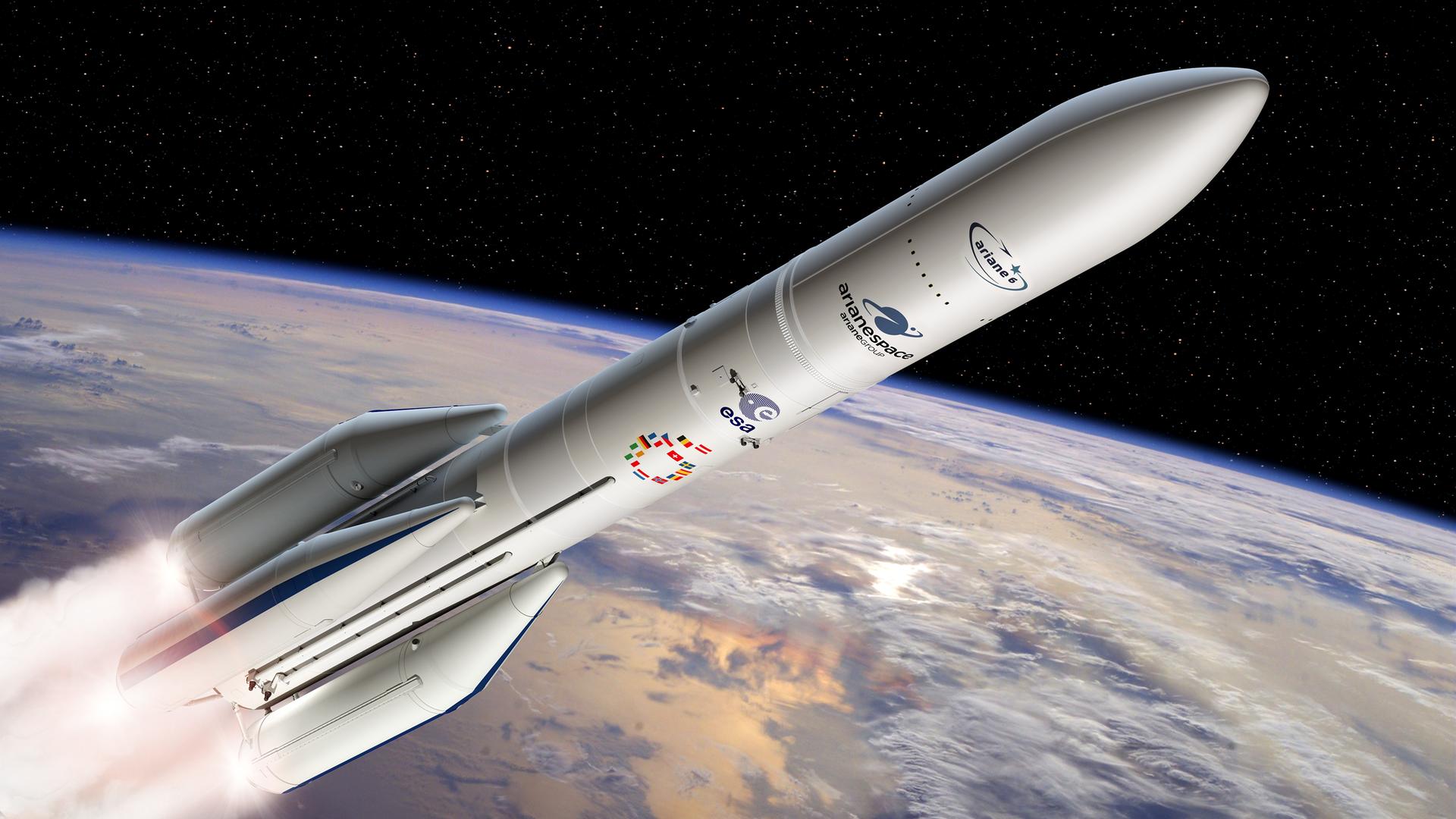 Bislang noch eine Illustration: Europas Ariane 6 beim Flug ins All Bislang noch eine Illustration: Europas Ariane 6 beim Flug ins All