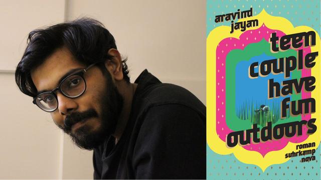 Aranvind Jayan: "Teen Cpuple Have Fun Outdoors"
Zu sehen sind der Autor und das Buchcover